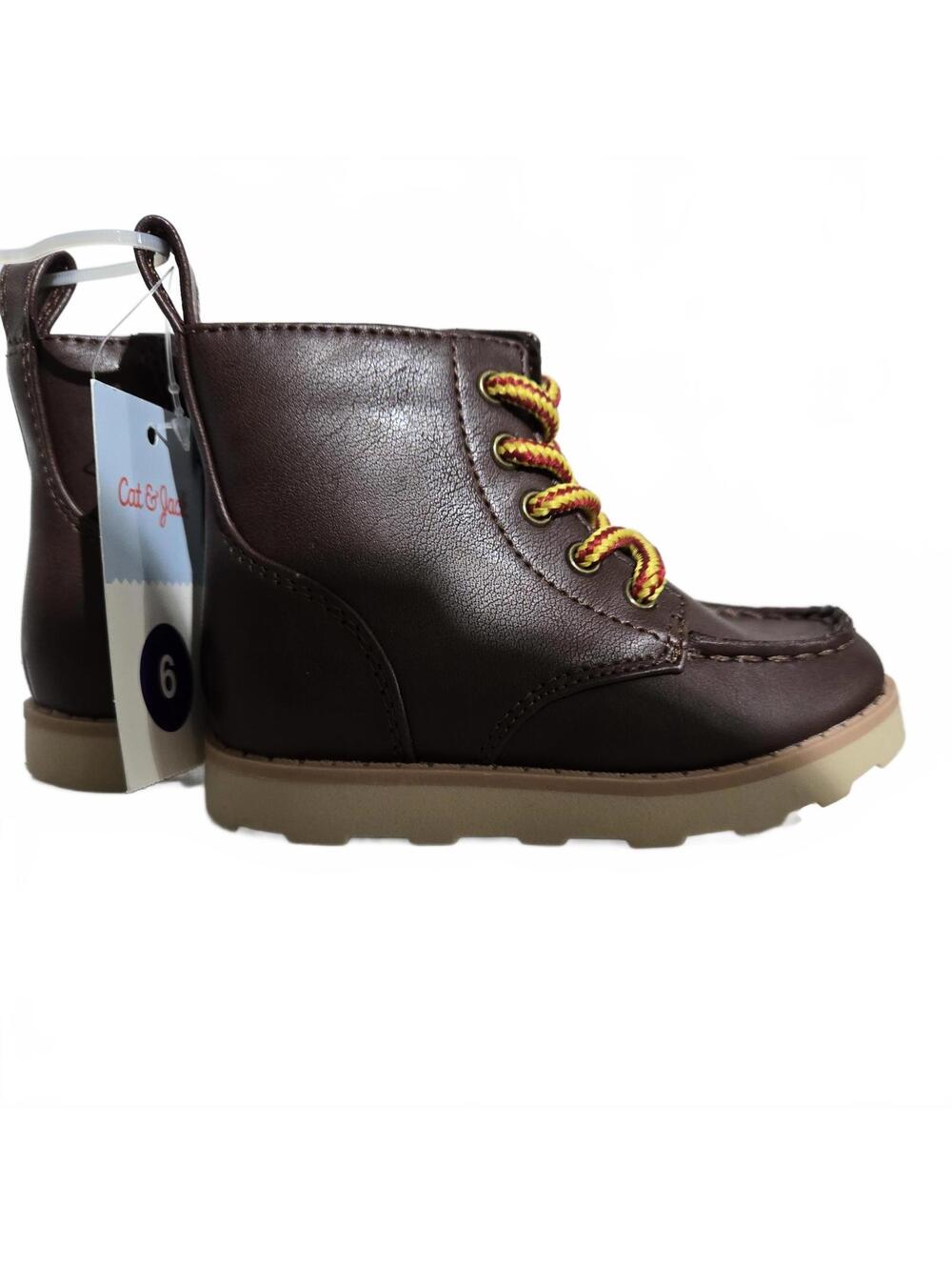 Cat & Jack Toddler Size 6 Brown Moc Toe Ankle Boots Lace Up Work Booties NWT